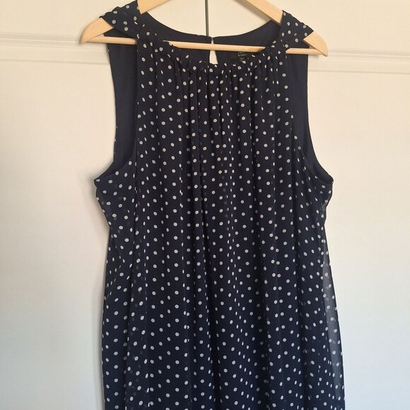 💙 JBS Women Polkadot Midi Sleeveless Lines Flowy Dress Size 22 Preppy Fall Cott - Picture 4 of 8